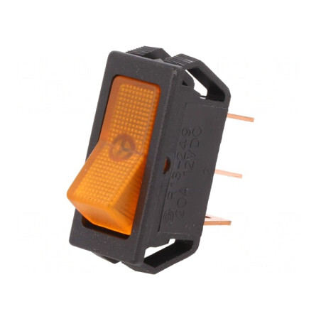Comutator Basculant ON-OFF 20A 12VDC Portocaliu cu Lumină Neon | Electronic-mag.ro | Componente Electronice