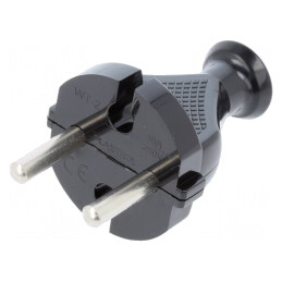Conector Alimentare AC Tată 2P 230V 10A Negru | Electronic-mag.ro | Componente Electronice