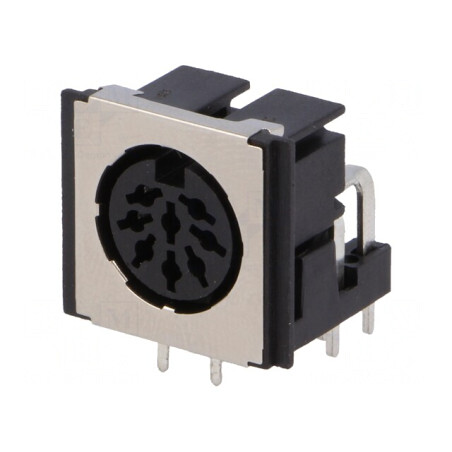 Soclu DIN Mamă Ecranat 8-PIN 90° THT | Electronic-mag.ro | Componente Electronice