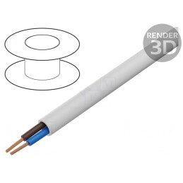 Cablu Electric Rotund Cupru PVC Alb 2x0.5mm 100m