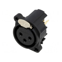 Conector XLR Mamă 3 PIN Aurit cu Buton | Electronic-mag.ro | Componente Electronice