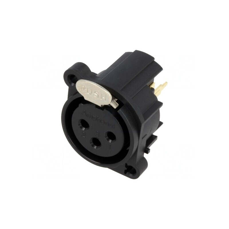 Conector XLR Mamă 3 PIN Aurit cu Buton | Electronic-mag.ro | Componente Electronice