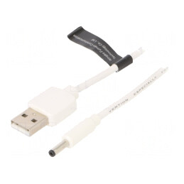 Cablu USB A la DC 3.5/1.35 Alb 0.5m | Electronic-mag.ro | Componente Electronice
