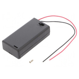 Suport Baterii AA R6 cu Comutator și Cabluri Negre | Electronic-mag.ro | Componente Electronice