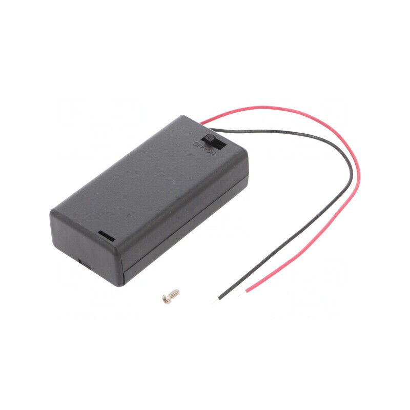 Suport Baterii AA R6 cu Comutator și Cabluri Negre | Electronic-mag.ro | Componente Electronice
