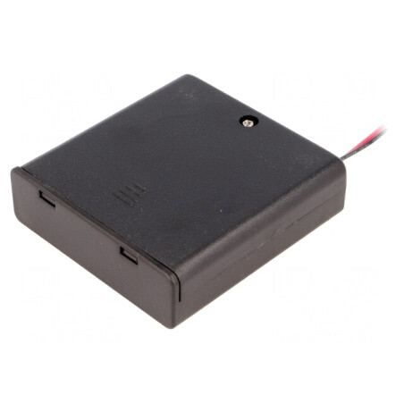 Suport Baterii AA 4x cu Cabluri 150mm Negru | Electronic-mag.ro | Componente Electronice