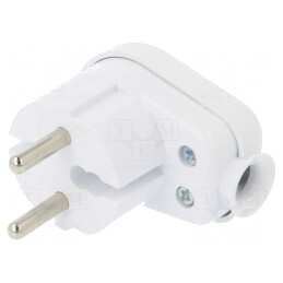 Conector Alimentare AC Tată 2P 250V 16A Alb Pe Cablu | Electronic-mag.ro | Componente Electronice