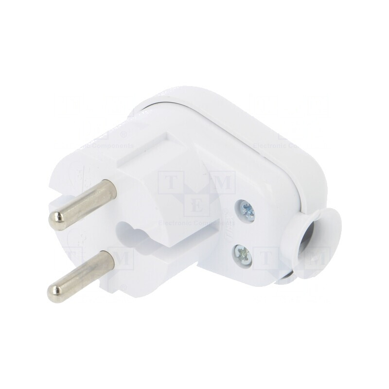 Conector Alimentare AC Tată 2P 250V 16A Alb Pe Cablu | Electronic-mag.ro | Componente Electronice