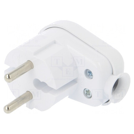 Conector Alimentare AC Tată 2P 250V 16A Alb Pe Cablu | Electronic-mag.ro | Componente Electronice