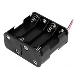 Suport Baterii 8xAA cu Cabluri Negre 150mm | Electronic-mag.ro | Componente Electronice