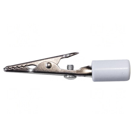 Bornă crocodil 10A albă 7.9mm | Electronic-mag.ro | Componente Electronice