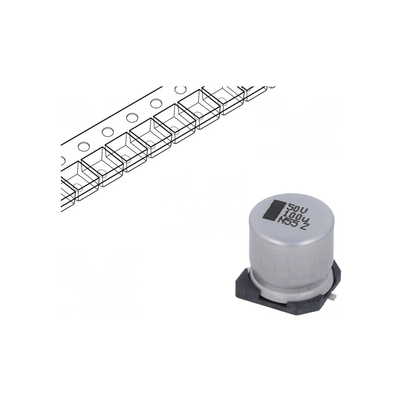 Condensator Electrolitic SMD 100uF 50V 10x10x10mm | Electronic-mag.ro | Componente Electronice