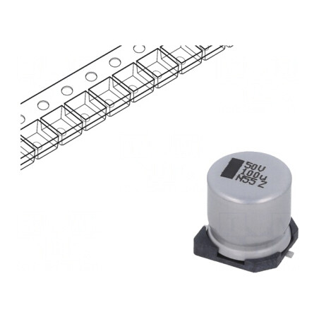 Condensator Electrolitic SMD 100uF 50V 10x10x10mm | Electronic-mag.ro | Componente Electronice