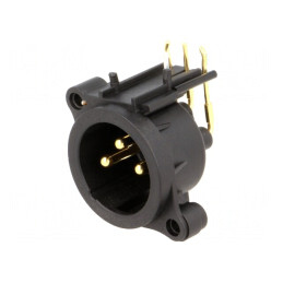 Soclu XLR 3 Pini Unghi 90° Negru 6A | Electronic-mag.ro | Componente Electronice