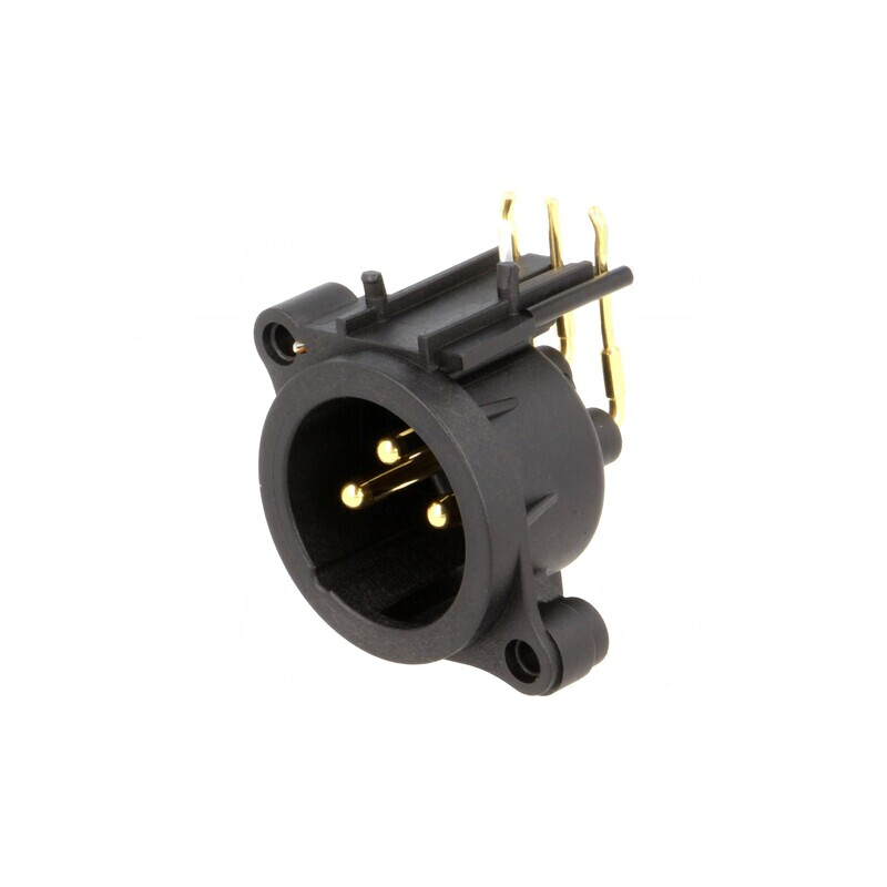Soclu XLR 3 Pini Unghi 90° Negru 6A | Electronic-mag.ro | Componente Electronice