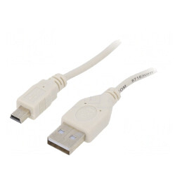 Cablu USB 2.0 A la B Mini 0,9m Gri Aurit | Electronic-mag.ro | Componente Electronice