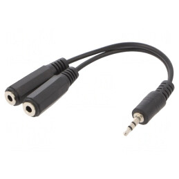 Cablu Audio Jack 3,5mm 3pin Mufă-Soclu 0,1m Negru