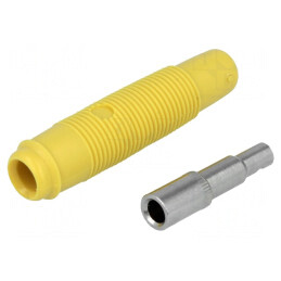 Soclu Banană 4mm 16A 60VDC Galben Nichelat pe Cablu | Electronic-mag.ro | Componente Electronice