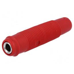 Soclu Banană 4mm 16A 60VDC Roșu Nichelat pe Cablu | Electronic-mag.ro | Componente Electronice