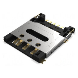 Conector pentru carduri Nano SIM cu mâner articulat SMT