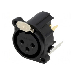 Soclu XLR Mamă 3 Pin Drept cu Buton Aurit | Electronic-mag.ro | Componente Electronice