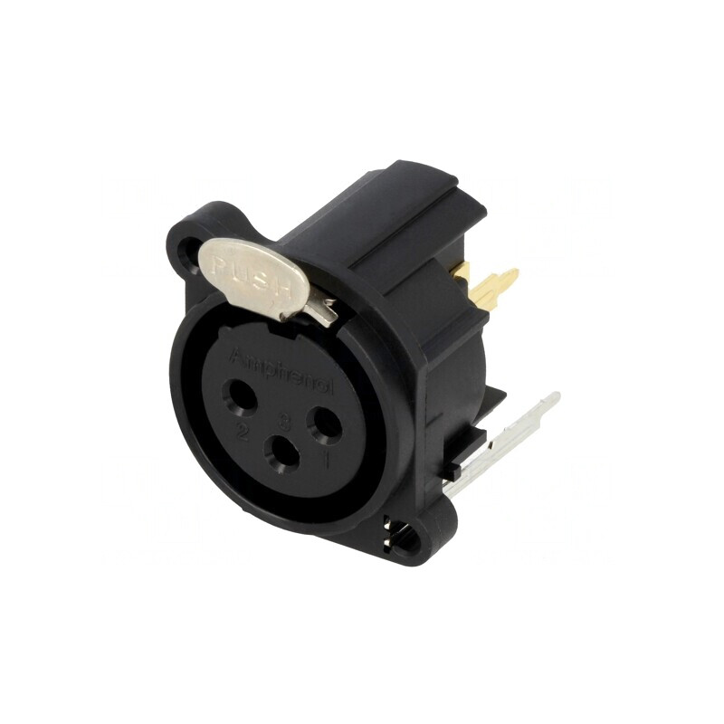 Soclu XLR Mamă 3 Pin Drept cu Buton Aurit | Electronic-mag.ro | Componente Electronice