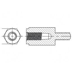 Manșon Distanțier Hexagonal Poliamidă M5 50mm