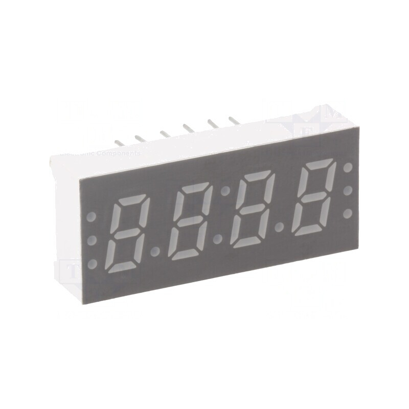 Afișaj LED 7 Segmente 7,6mm 4 Digiti Galben-Verde | Electronic-mag.ro | Componente Electronice