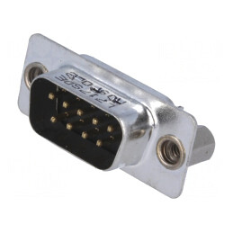 Conector D-Sub 9 pini tată THT alamă cu șuruburi | Electronic-mag.ro | Componente Electronice