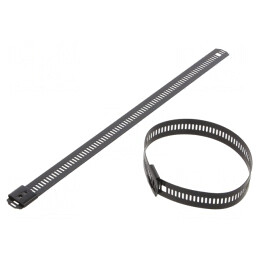 Colier de strângere perforat negru 200mm x 12mm | Electronic-mag.ro | Componente Electronice