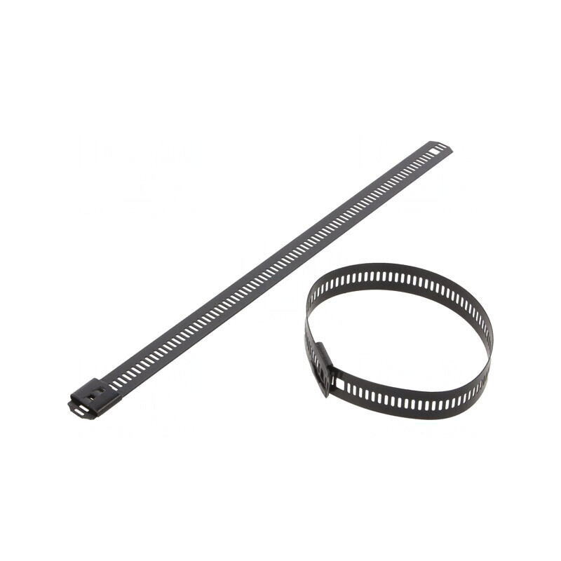 Colier de strângere perforat negru 200mm x 12mm | Electronic-mag.ro | Componente Electronice
