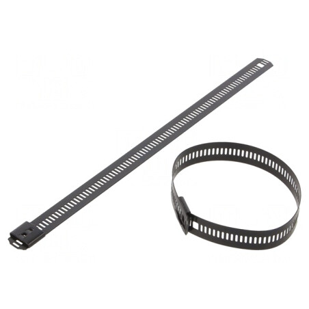 Colier de strângere perforat negru 200mm x 12mm | Electronic-mag.ro | Componente Electronice