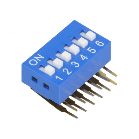 Comutator DIP-SWITCH 6 Secțiuni ON-OFF 0,05A 12VDC | Electronic-mag.ro | Componente Electronice