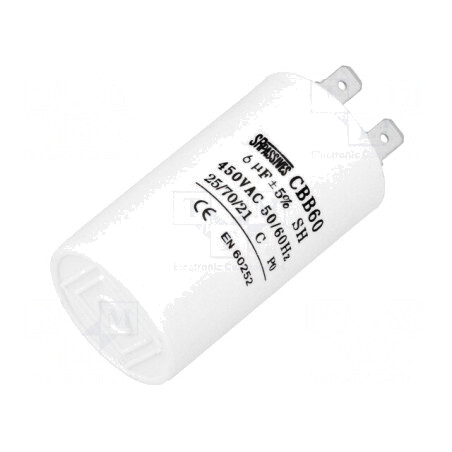 Condensator pentru Motoare 6uF 450V Ø35x60mm | Electronic-mag.ro | Componente Electronice