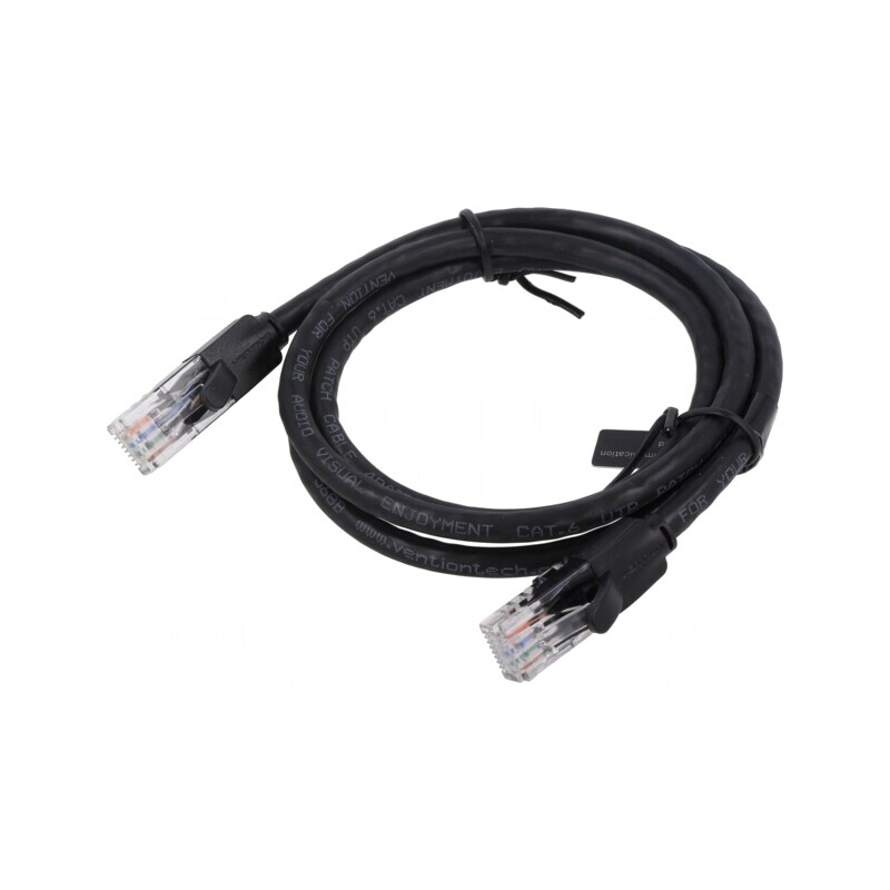Patch cord UTP Cat6 CCA PVC Negru 1m | Electronic-mag.ro | Componente Electronice