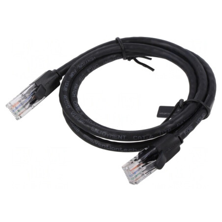 Patch cord UTP Cat6 CCA PVC Negru 1m | Electronic-mag.ro | Componente Electronice