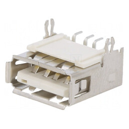 Soclu USB 2.0 SMT Orizontal Aurit Alb | Electronic-mag.ro | Componente Electronice