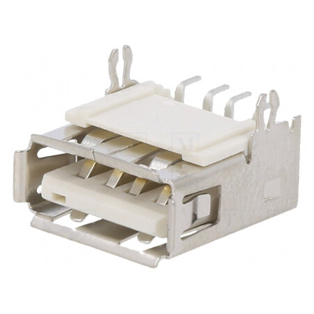 Soclu USB 2.0 SMT Orizontal Aurit Alb | Electronic-mag.ro | Componente Electronice