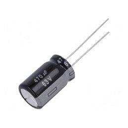 Condensator Electrolitic THT 470uF 63V 12.5x20mm ±20% | Electronic-mag.ro | Componente Electronice