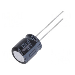 Condensator Electrolitic THT 220uF 25V 10x12.5mm | Electronic-mag.ro | Componente Electronice