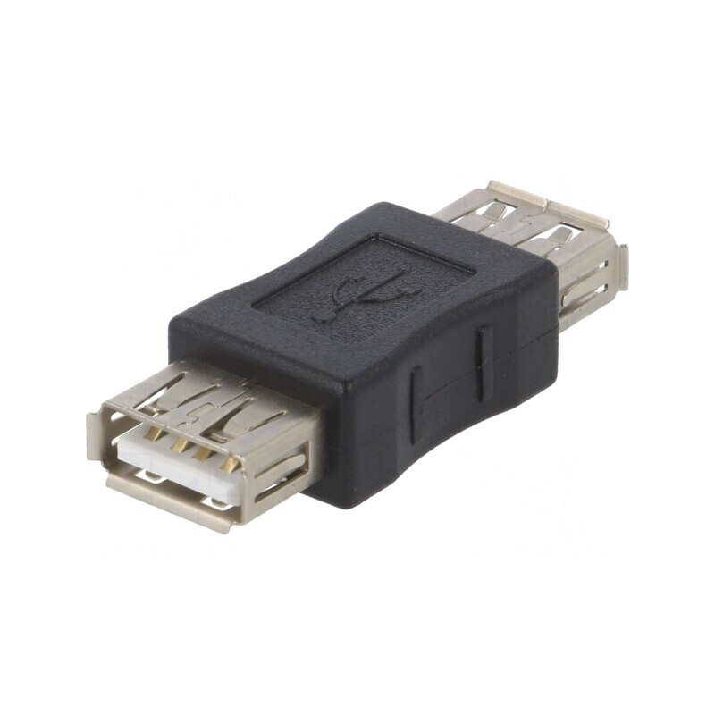 Adaptor USB 2.0 Dual USB A Nichelat Negru | Electronic-mag.ro | Componente Electronice