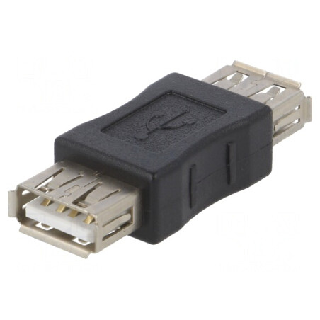 Adaptor USB 2.0 Dual USB A Nichelat Negru | Electronic-mag.ro | Componente Electronice