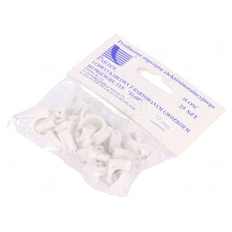 Element de susținere albă pe cablu rotund 12mm 25buc | Electronic-mag.ro | Componente Electronice