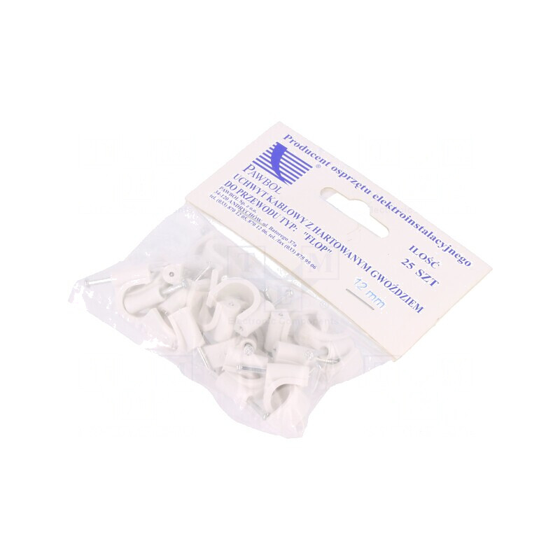 Element de susținere albă pe cablu rotund 12mm 25buc | Electronic-mag.ro | Componente Electronice