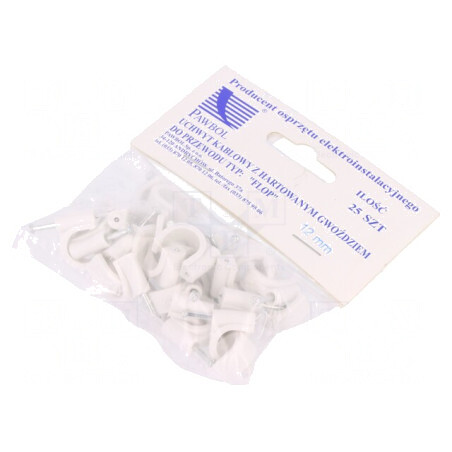 Element de susținere albă pe cablu rotund 12mm 25buc | Electronic-mag.ro | Componente Electronice