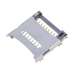 Conector pentru carduri microSD cu mâner articulat SMT | Electronic-mag.ro | Componente Electronice