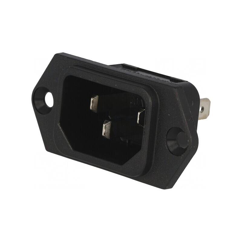 Conector Alimentare AC Soclu Tată 10A 250V IEC 60320 IP40 | Electronic-mag.ro | Componente Electronice