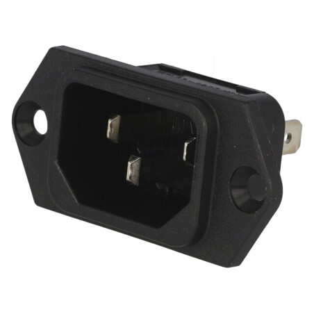 Conector Alimentare AC Soclu Tată 10A 250V IEC 60320 IP40 | Electronic-mag.ro | Componente Electronice
