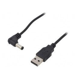 Cablu USB A la DC 5,5/2,5 Negru 0,5m