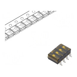 Comutator DIP-SWITCH 4 Secțiuni OFF-ON 24VDC 0.025A | Electronic-mag.ro | Componente Electronice